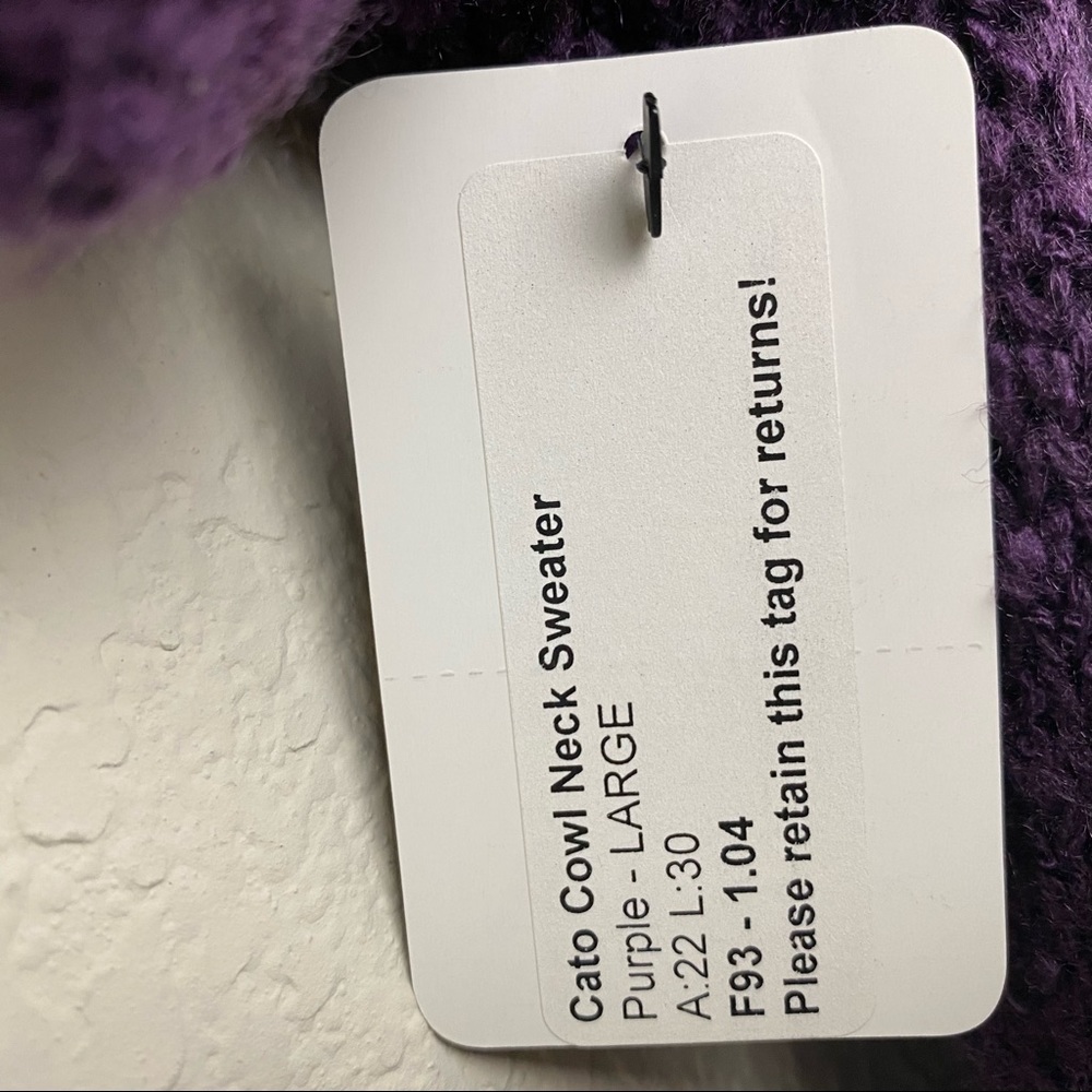 CATO Purple Oversized Cowl Neck Fringe Sweater LARGE Belted Tunic Boho Chic F85 - Picture 14 of 14